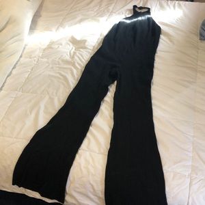 Black backless sweater jumpsuit